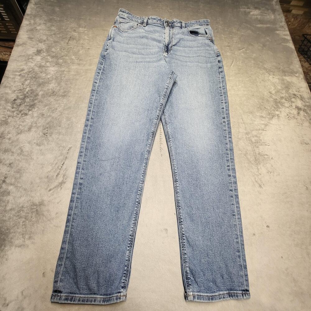 American Eagle Jeans Womens 12 Tall Blue Mom Light Wash Relaxed Stretch 5-Pocket